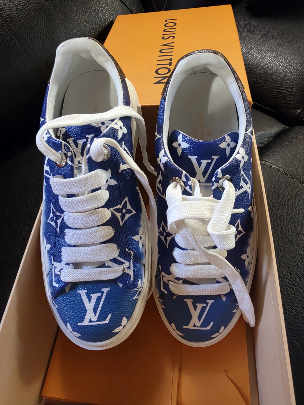 Louis Vuitton Kids Blue Monogram Low-Top Sneakers